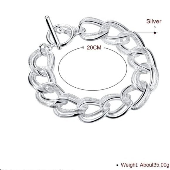 Handcrafted Sterling Silver Bracelet, Unique Chain Link Design Toggle Closure - Picture 6 of 8